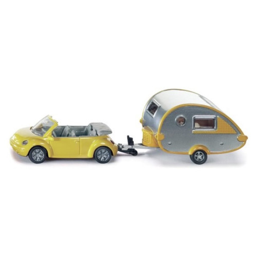 Volkswagen Beetle with caravan trailer