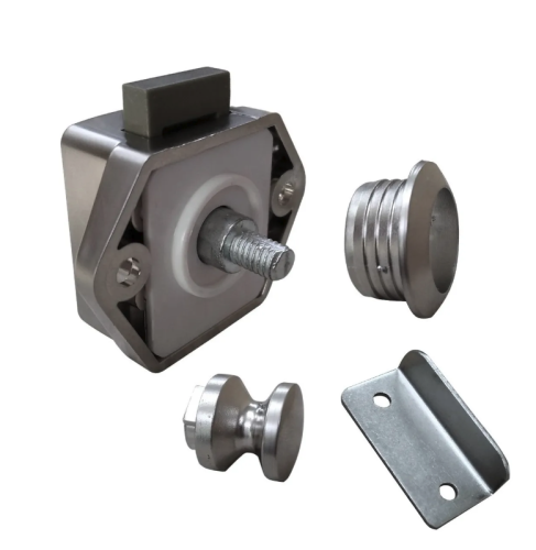 Metallic Silver Mini Push Lock Clasp