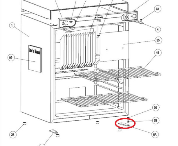 Kühlschrankscharnier unten rechts DOMETIC RF/RA/RM/RH/RGE