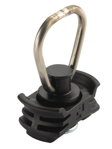 Anchor ring with plastic base for lashing rail