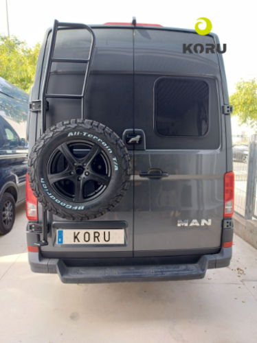Support de roue réglable KORU + charnières aluminium 180º, CRAFTER / TGE, 4x4