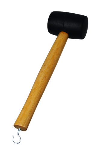 Rubber mallet with herring puller, wooden handle