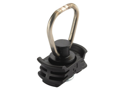 Anchor ring with plastic base for lashing rail