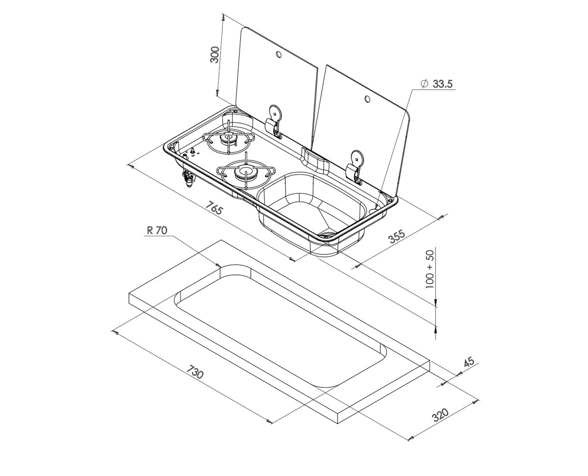 Kitchen worktop with sink Linear sketch vector illustration  Stock vector   Colourbox