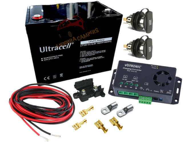 Second battery installation kit Ultracell LITHIUM 100Ah with Booster  Votronic 30Ah - Andorra Campers Online Shop