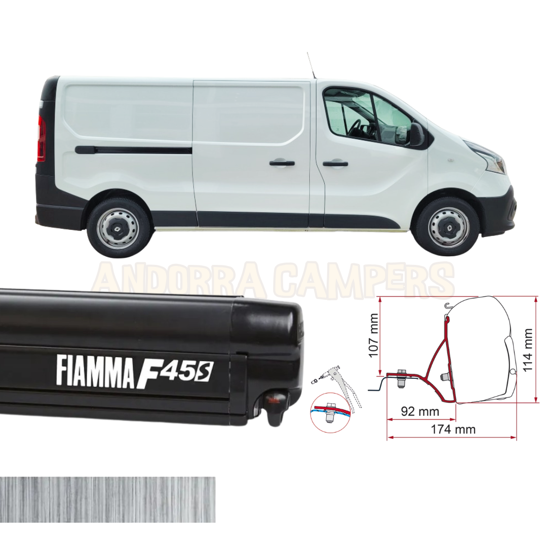 Pack markise FIAMMA F45 Deep Black RENAULT TRAFIC 2014 L2H1 - Andorra  Campers Online Shop
