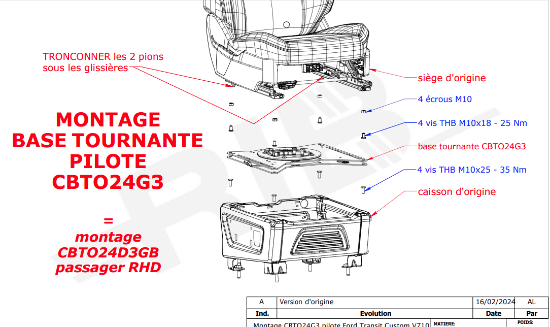 Ford Transit Custom V710/VW T7 Transporter,Caravelle rotating base (Pilot)