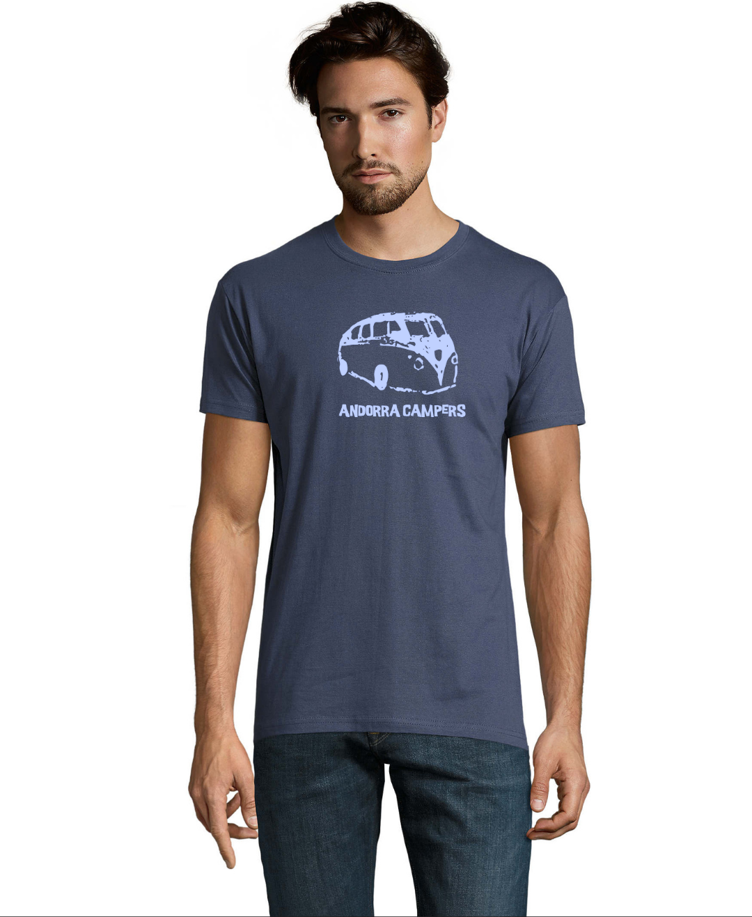 T-Shirt Andorra Campers, Blau Denim