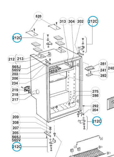 Türverriegelung, drehbar für Kühlschränke Serie 6 DOMETIC RM