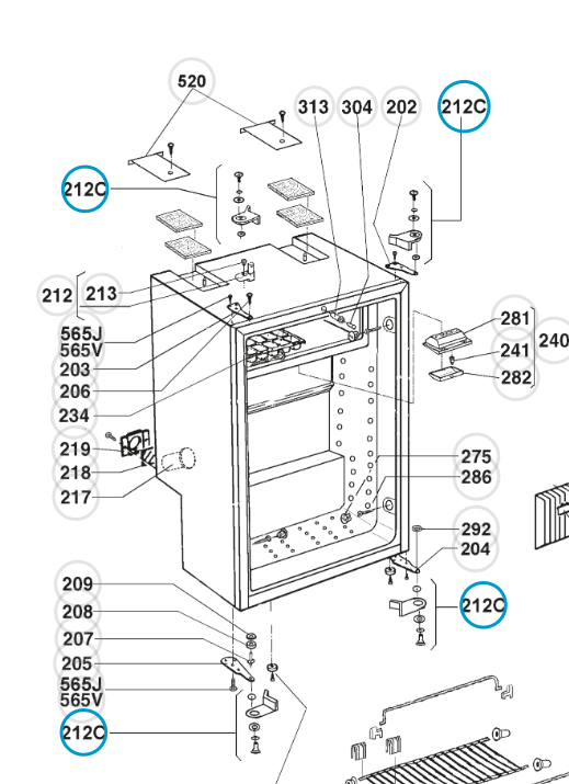 Kit tancament complet de porta nevera DOMETIC RM