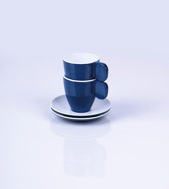 Set à espresso en mélamine Camp4 - Bleu foncé/Blanc