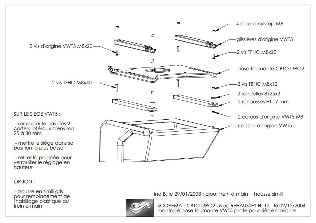 Embase pivotante SCOPEMA Volkswagen T5/T6/T6.1 (Pilote)