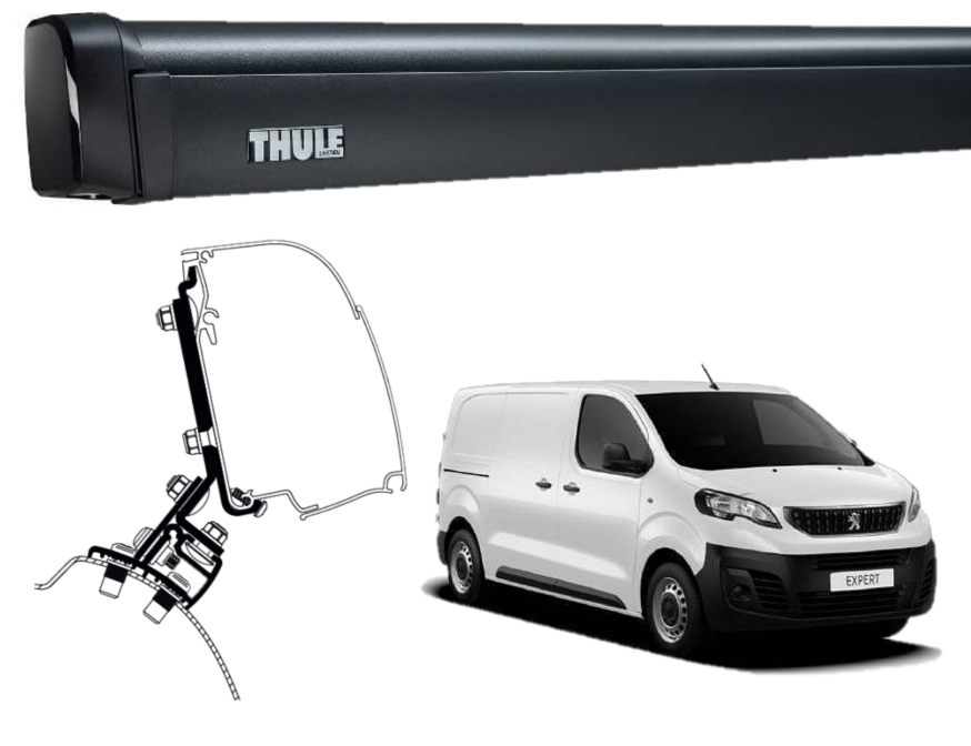 Markise THULE 4200 Markise 2,60m Anthrazit + Adapter, PSA mit Aufstelldach