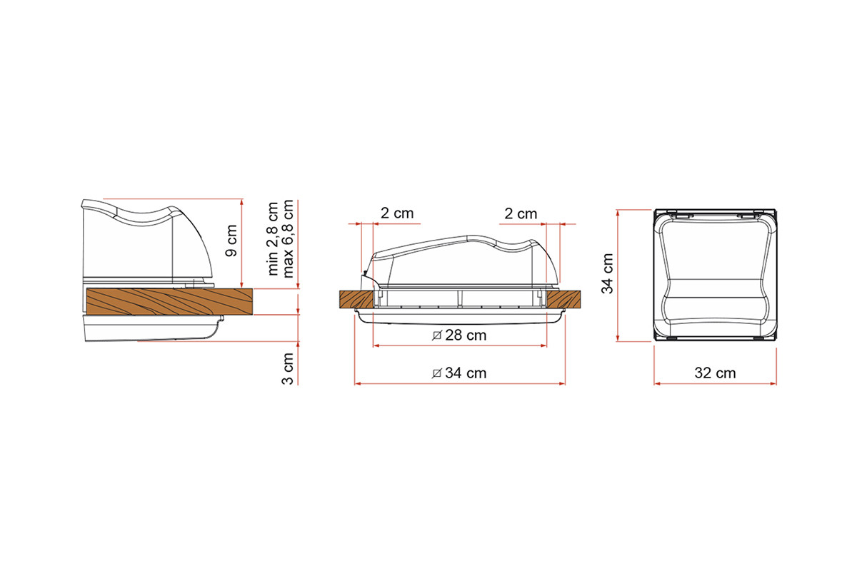 Dachluke FIAMMA Vent 28F Crystal, 28x28 cm