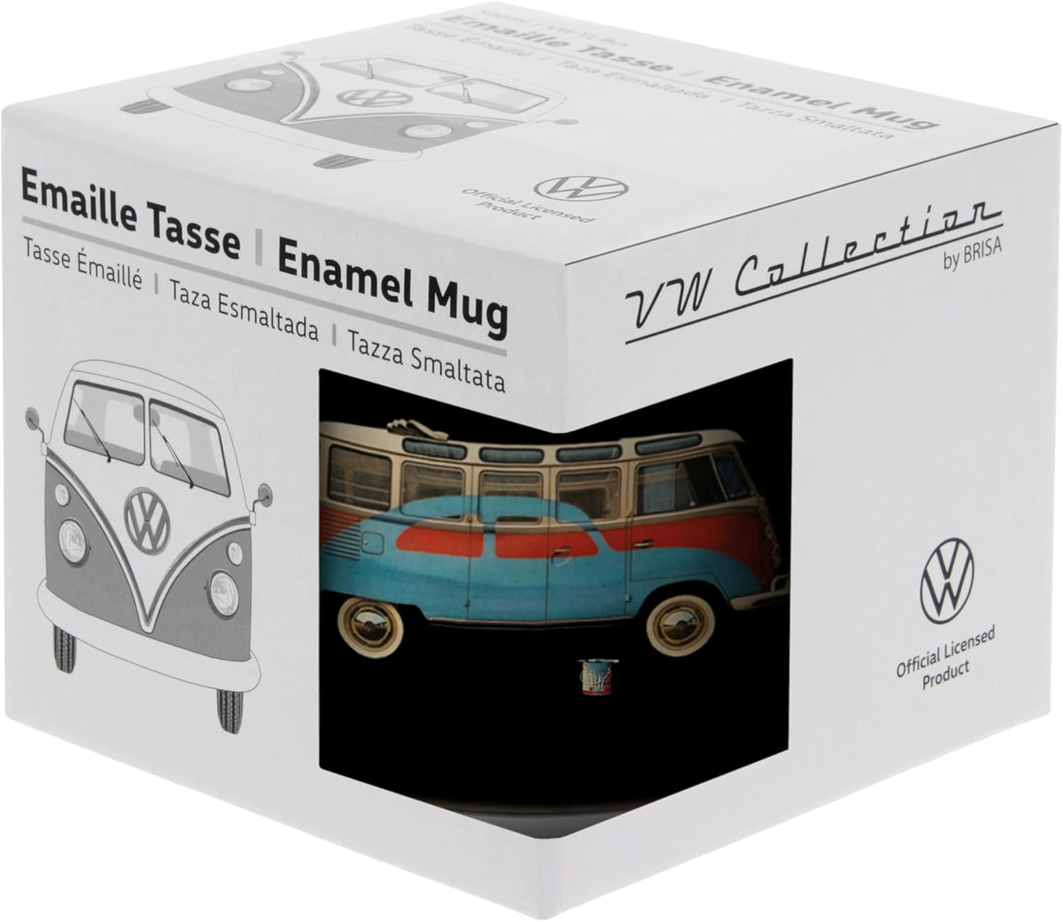 VW enamel mug, full black collection model