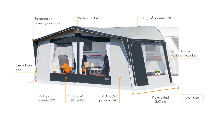 Caravan awning INACA SINTRA PVC Prof. 250 (Without lids)