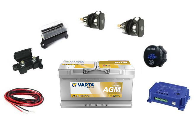 Kit instalación segunda bateria VARTA 95Ah AGM con Booster LIPPERT 25Ah para MB W639 y W447