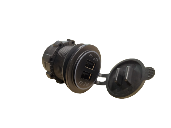 Prise double USB 2,1Ah avec couvercle