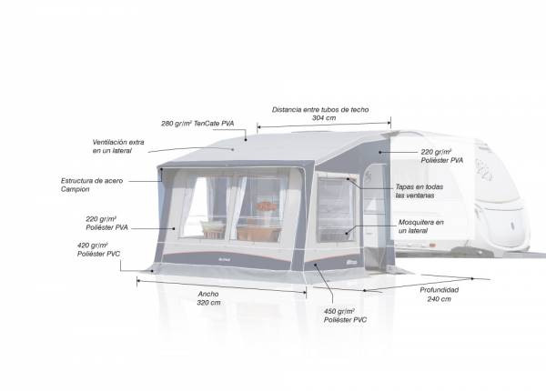 Caravan awning INACA Alpes 320