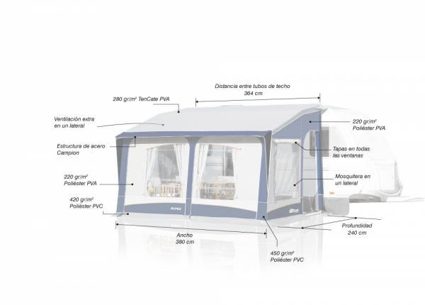 Caravan awning INACA Alpes 380