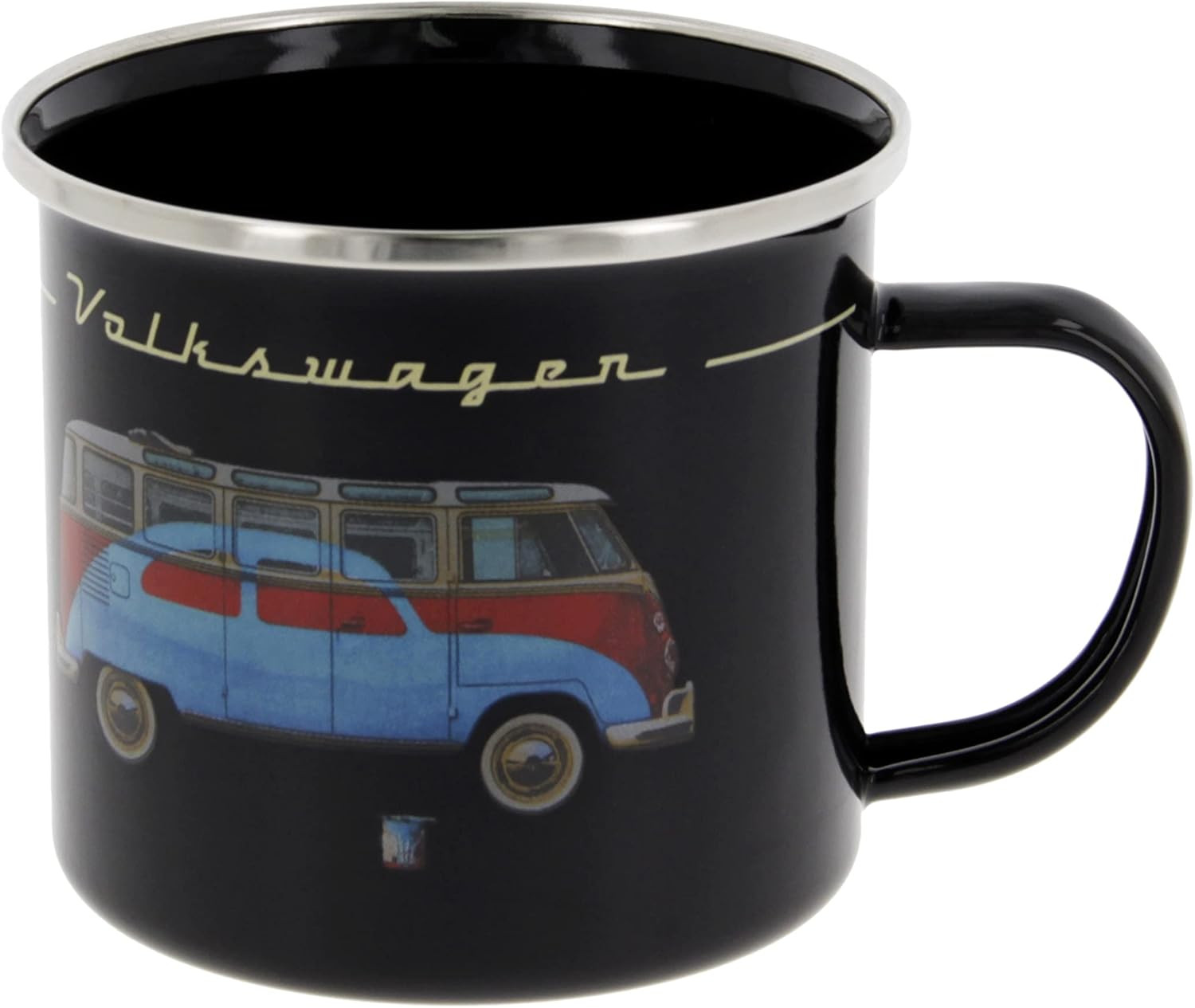 VW enamel mug, full black collection model