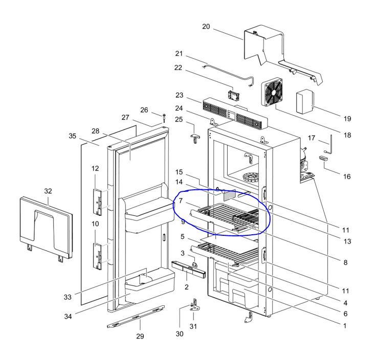 Spare THETFORD top tray for fridge T1090