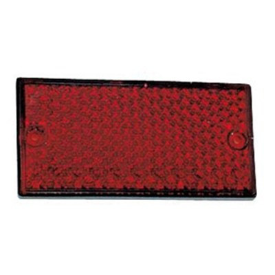 Red rectangular screw-on catadioptric reflector 58X40mm