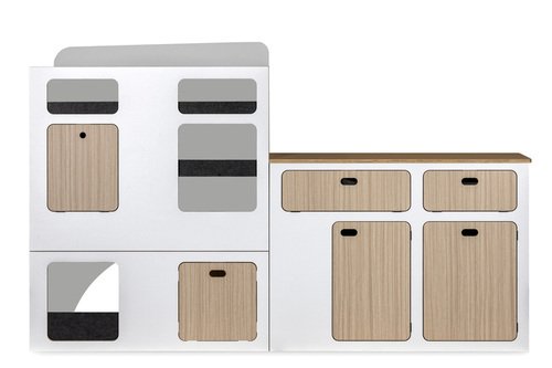 Module de meuble REIMO pour VW T5 / T6 / T6.1 à empattement court – Blanc et Chêne