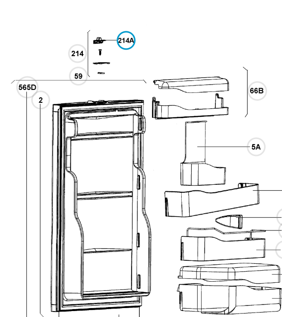 Fridge Slider Door Lock in grey DOMETIC Series 7