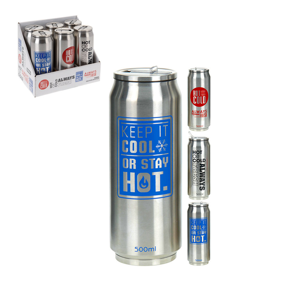 Thermos can with straw 500ml random models