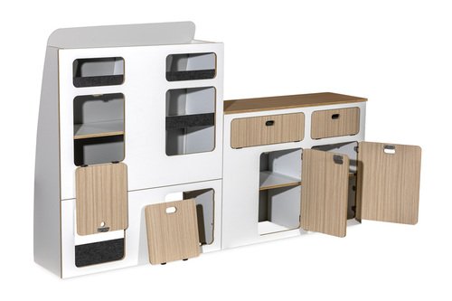 Module de meuble REIMO pour VW T5 / T6 / T6.1 à empattement court – Blanc et Chêne