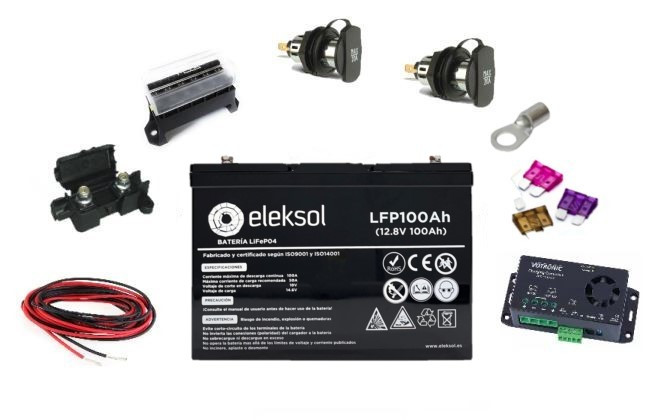 ELEKSOL 100Ah BMS/Bluetooth installation kit with 30Ah Votronic Booster