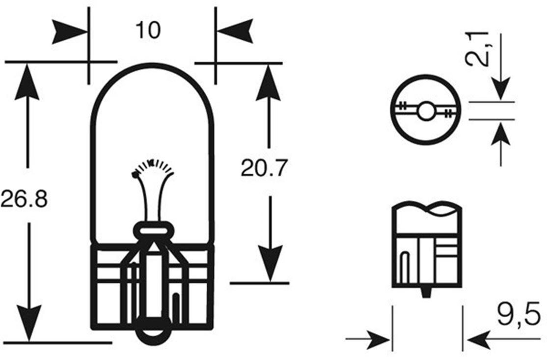 Wedge base bulb 12 V 5 W