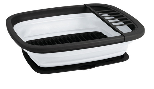 Foldable silicone dish drainer with drip tray