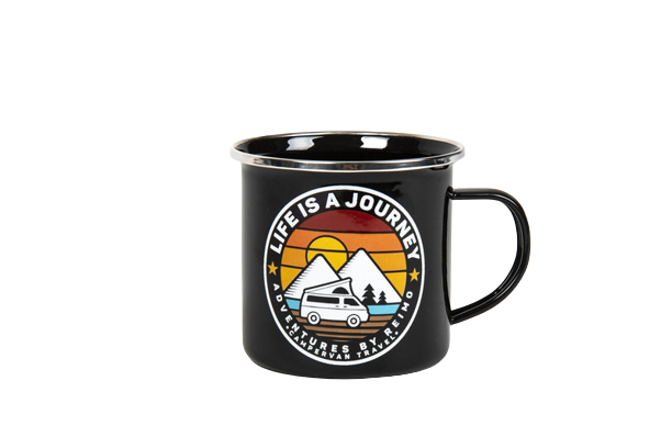 Enamel mug LIFE IS A JOURNEY