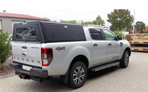 Hardtop ALU-CAB Explorer 3 para Ford Ranger doble cabina de 2012 a 2022 - aluminio liso negro