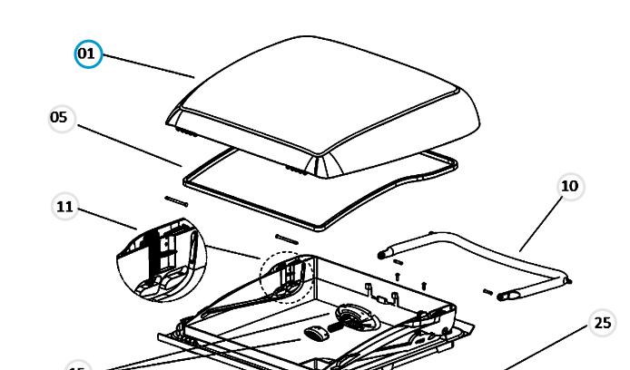 Vitre DOMETIC Mini-Heki Style avec aération permanente