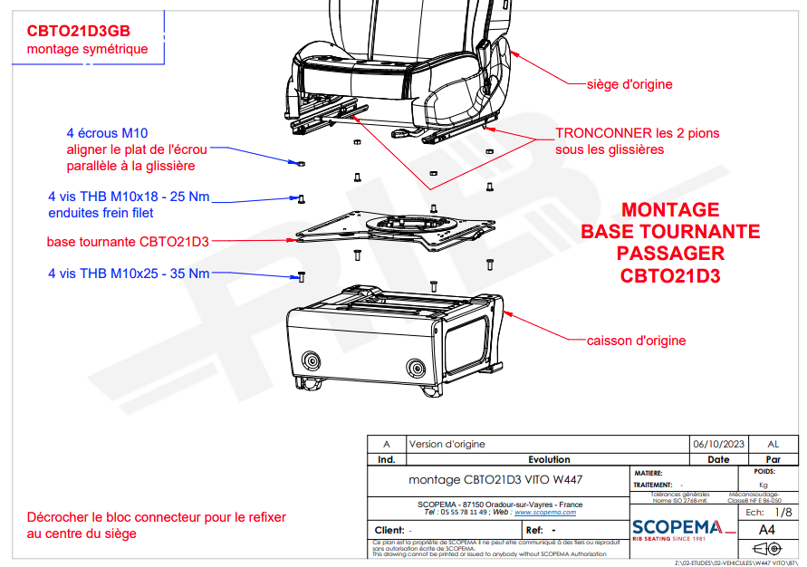 Base giratoria SCOPEMA Vito/V-Klass W447 & Sprinter M907 (Copiloto)