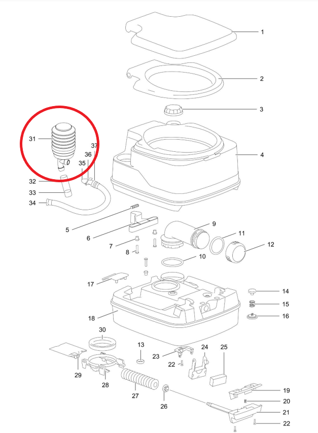 THETFORD water pump for Porta Potti series 100