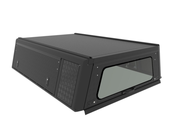 Hardtop ALU-CAB Explorer 3 para Ford Ranger T6 extra cabina de 2012 a 2022 - aluminio estriado negro