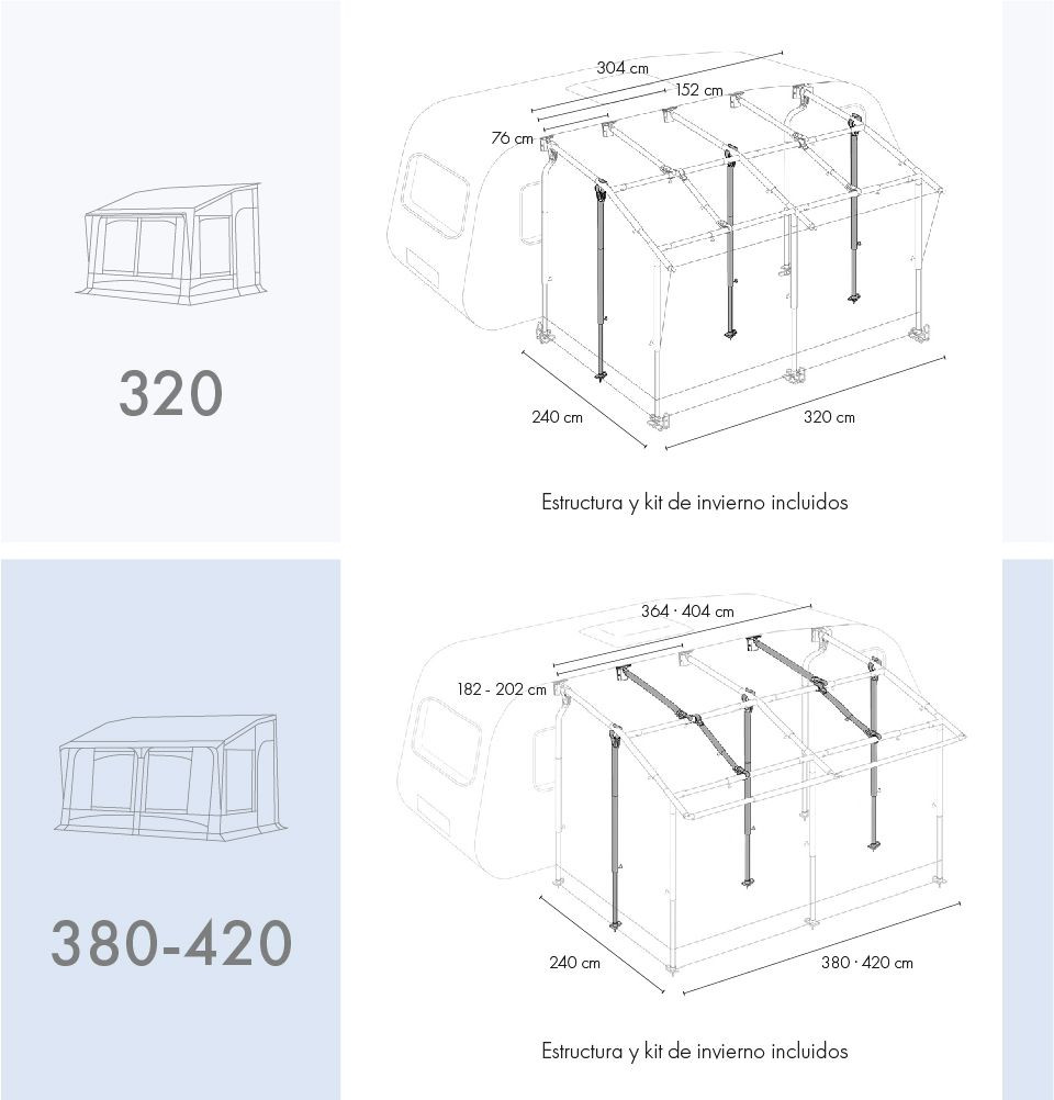 Caravan awning INACA Alpes 380