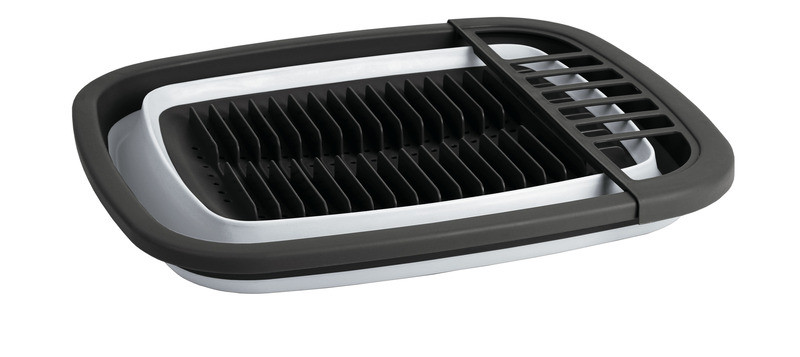 Foldable silicone dish drainer with drip tray