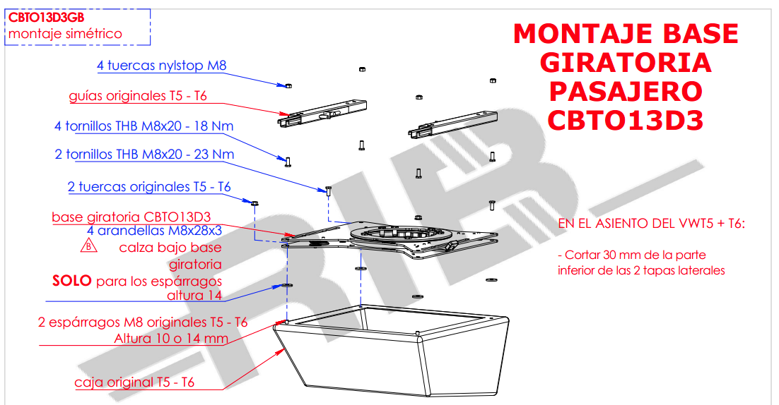 Base giratòria RIB Volkswagen T5/T6/T6.1 (Copilot)