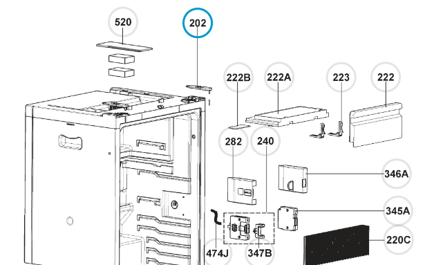 Bisagra negra superior nevera DOMETIC RMS/RM