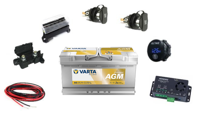 Kit d'installation de deuxième batterie VARTA 95 Ah AGM avec booster VOTRONIC 30Ah pour MB W639 et W447