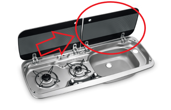 Replacement right glass for DOMETIC 9222R (2370) kitchen