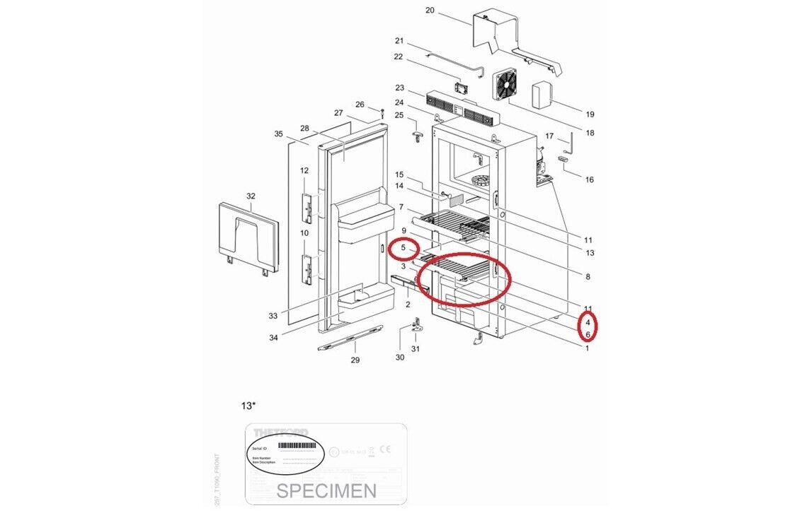 Recanvi safata THETFORD inferior per nevera T1090