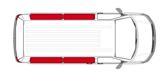 Thermal insulation for the passenger compartment of the Custom V710/Transporter Caravelle T7 short chassis (L1)