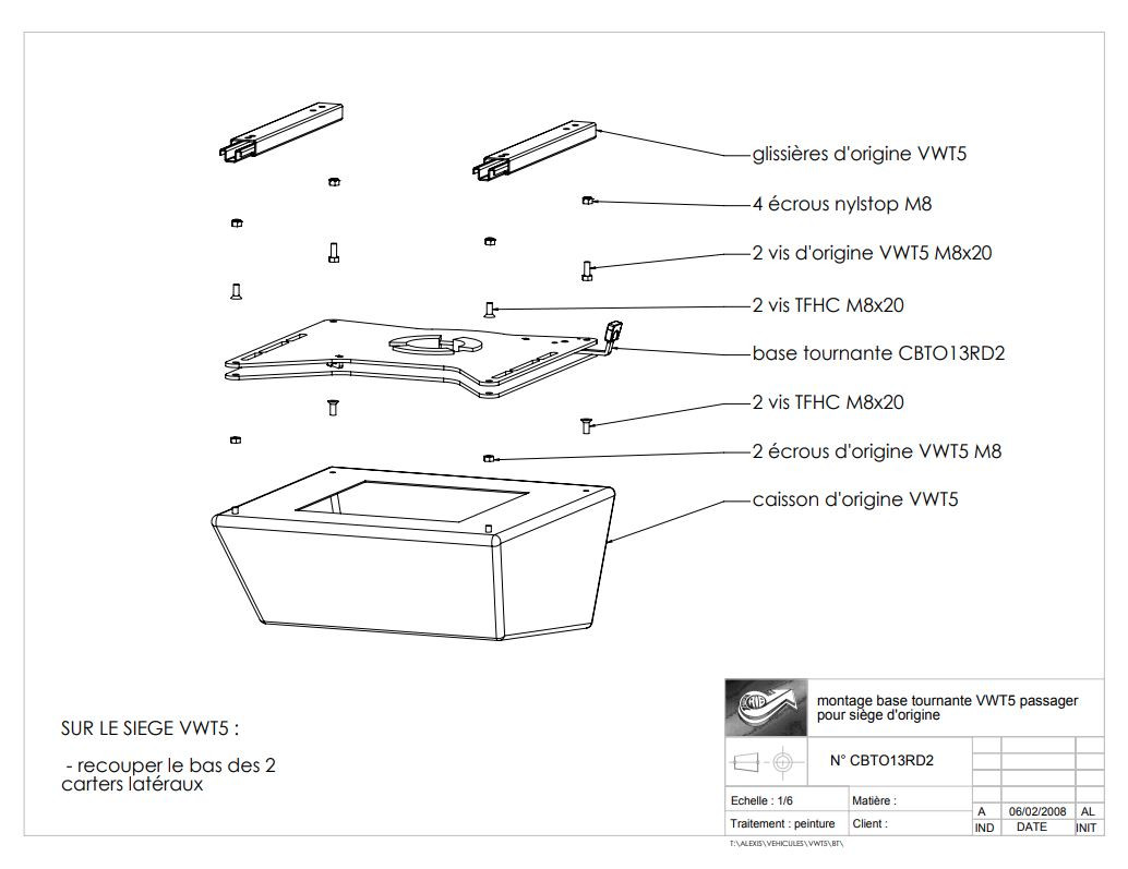 Base giratoria SCOPEMA Volkswagen T5/T6/T6.1 copiloto