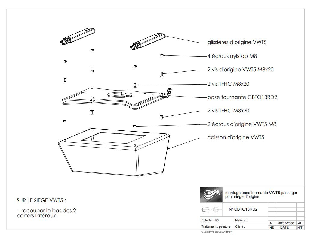 Base giratoria SCOPEMA Volkswagen T5/T6/T6.1 (Copiloto)